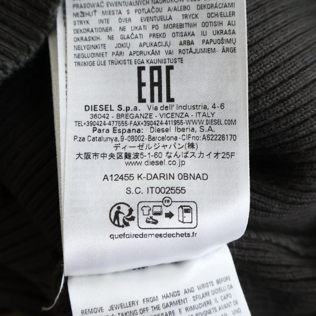DIESEL(ディーゼル) 24SS K-DARIN オーバルD ロゴプレート フェード加工 プルオーバー リブニット レディース ブラウン A12455