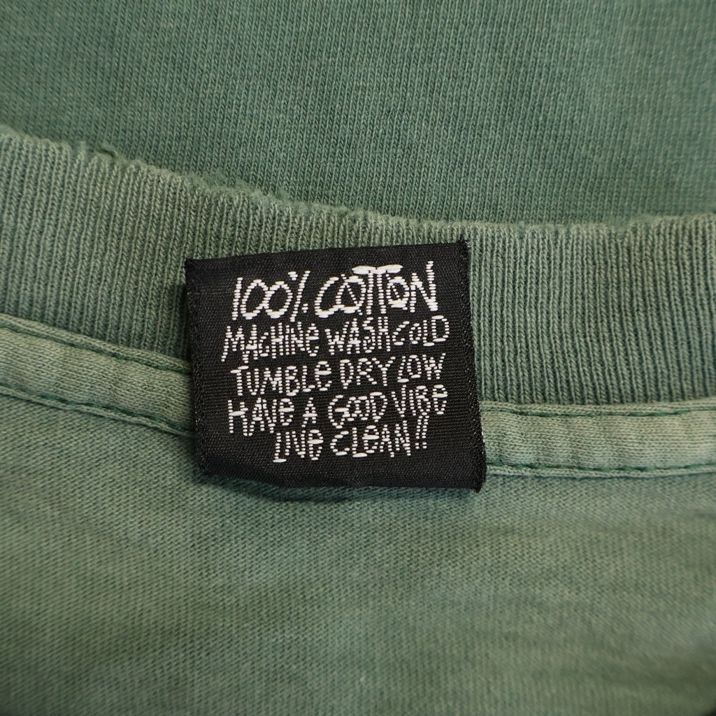 STUSSY(ステューシー) 80S VINTAGE OLD ヴィンテージ オールド 黒タグ USA製 クラフトマンプリント クルーネック半袖Tシャツ カットソー グリーン