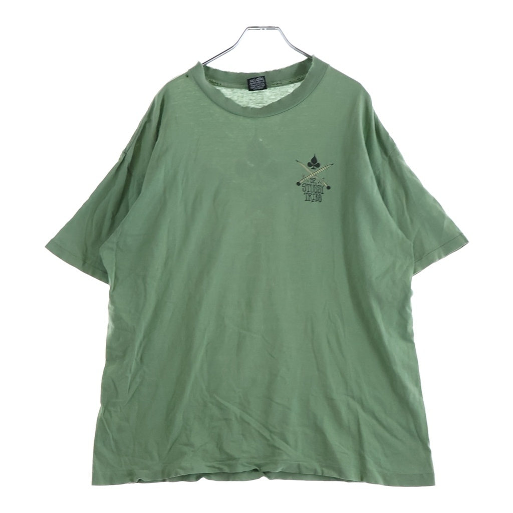 STUSSY(ステューシー) 90S VINTAGE OLD ヴィンテージ オールド 黒タグ USA製 両面ロゴプリント クルーネック半袖Tシャツ カットソー ライトグリーン