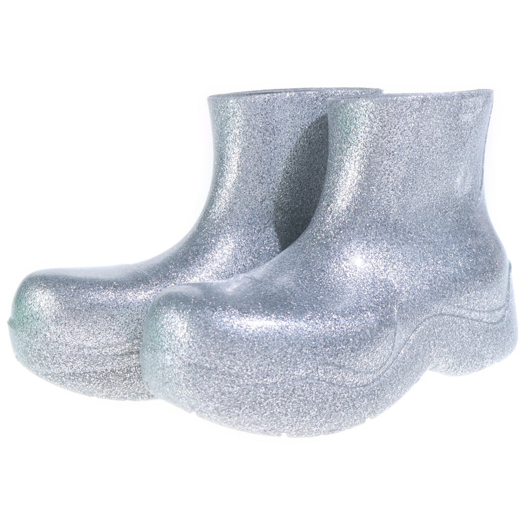 BOTTEGA VENETA(ボッテガヴェネタ) PUDDLE BOOT SPARKLE RUBBER パドル スパークル ラバー グリッター レイン アンクルブーツ シルバー 640045 V10Q0 1414