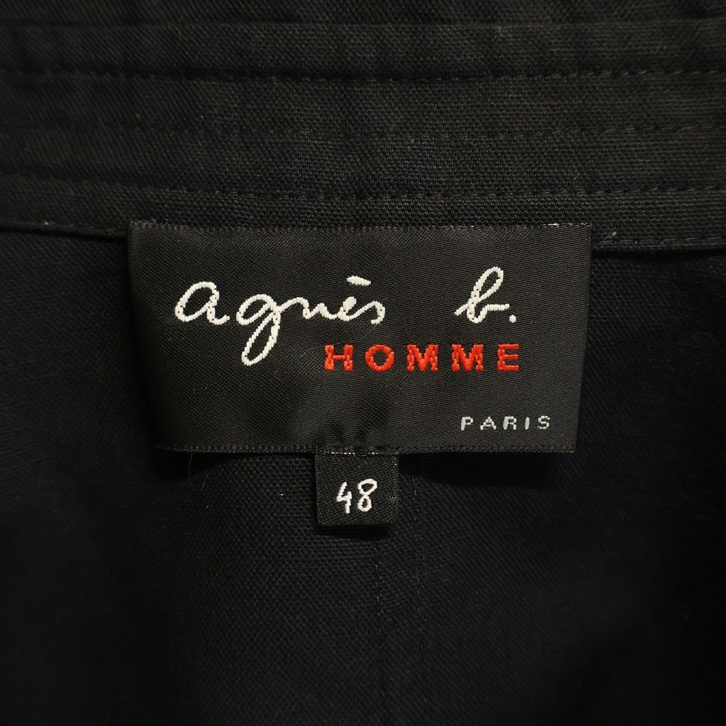 agnes b. homme(アニエスベーオム) リネン混 チンストラップ ワーク カバーオール ジャケット ブラック XB22UQ40