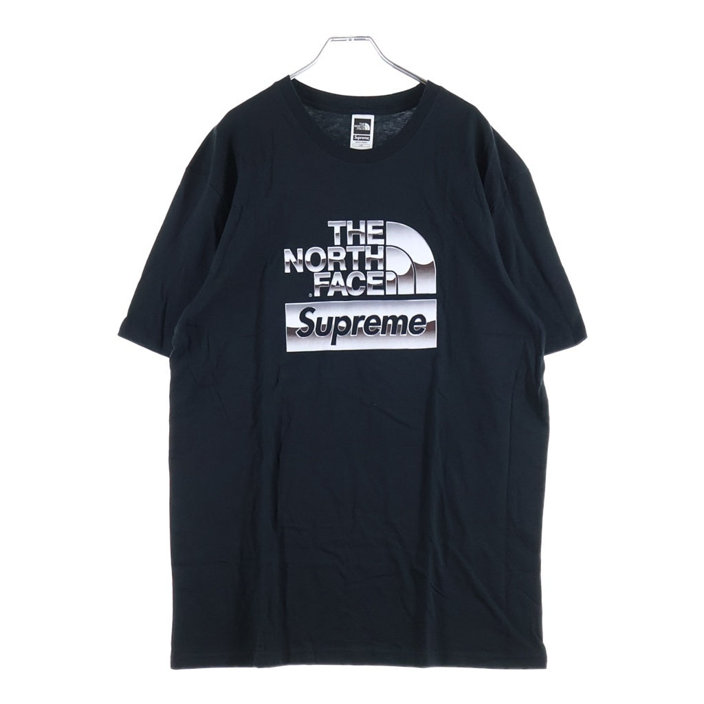 THE NORTH FACE(ザノースフェイス) 18SS ×THE NORTH FACE Metalic Logo Tee ザノースフェイス メタリックロゴプリントTシャツ ショートスリーブ クローム半袖カットソー ブラック