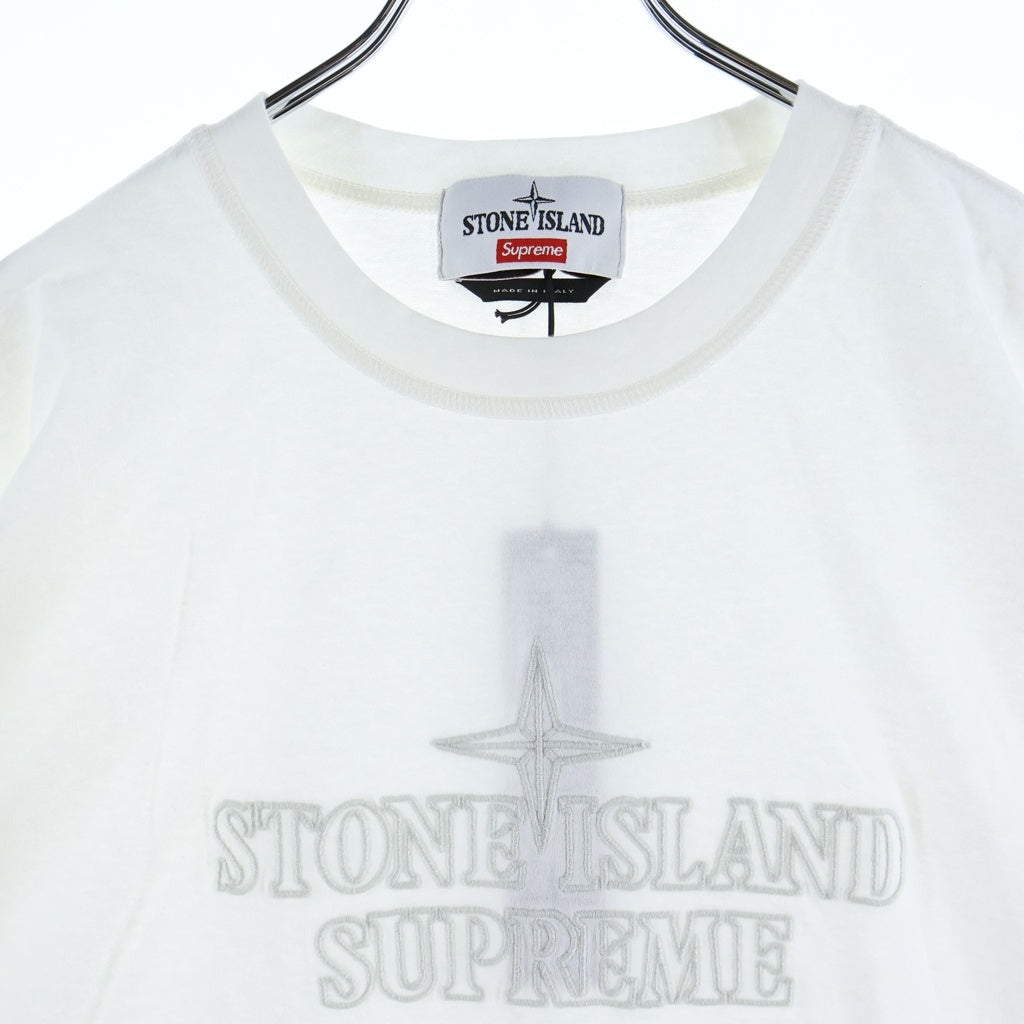 SUPREME(シュプリーム) 20AW ×STONE ISLAND Embroidered Logo S/S Top ストーンアイランド ロゴエンブロイダリーTシャツ 半袖カットソー ホワイト 7325201S1