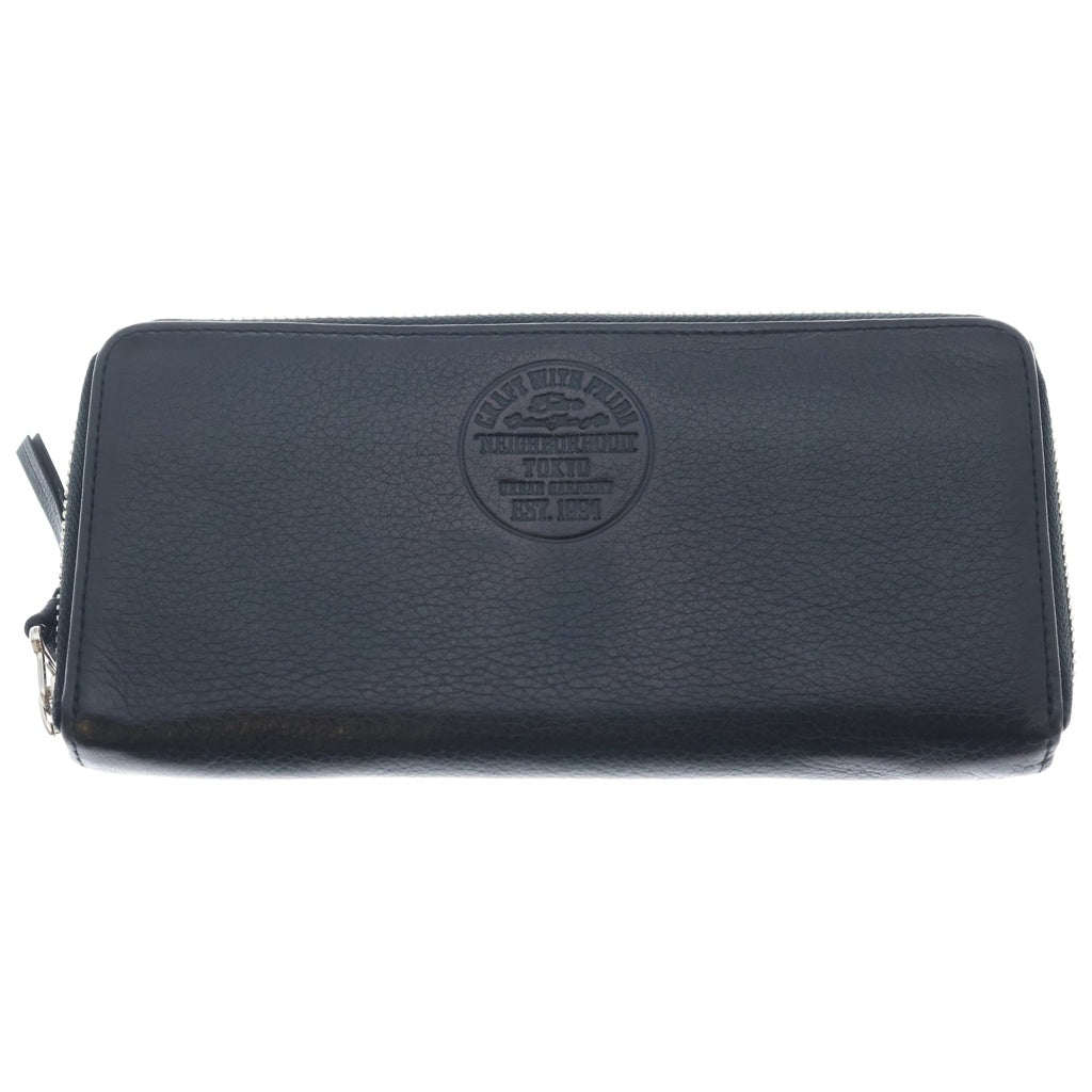 NEIGHBORHOOD(ネイバーフッド) ×PORTER PURSE-L CL-WALLET ポーター ロゴエンボス加工 レザーラウンドジップウォレット 長財布 ブラック 162YSPTN-AC02