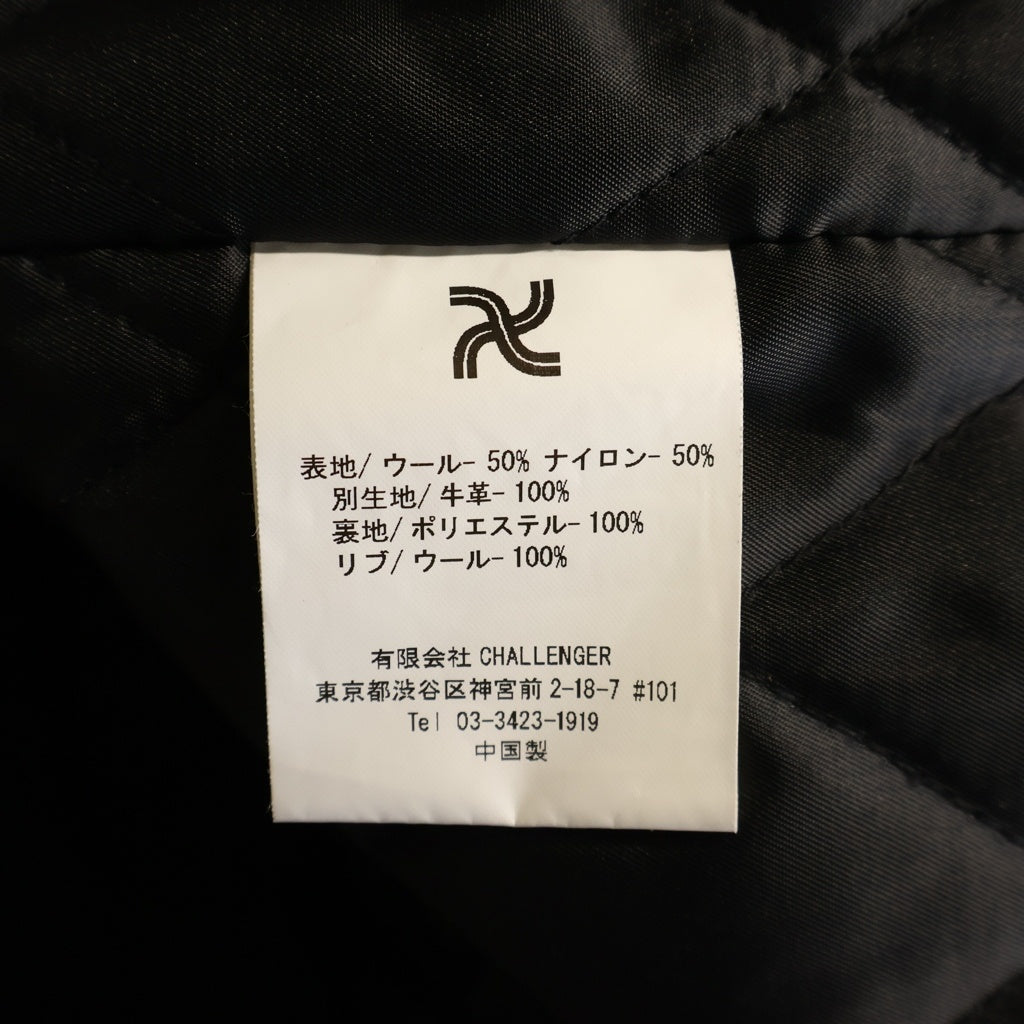CHALLENGER(チャレンジャー) 19AW MOTOR CO. STADIUM JACKET ロゴエンブロイダリー レザー切り替え スタジアムジャンパー ボンバージャケット ブラック/ホワイト CLG-JK 019-012