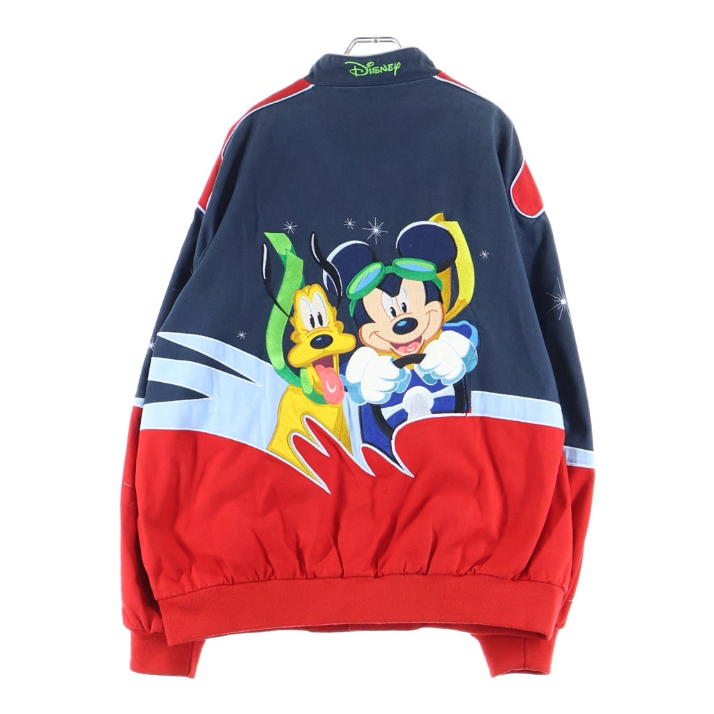 JH Design(ジェイエイチデザイン) Disney ディズニー ミッキー&フレンズ 両面デザイン コットン レーシングジャケット ネイビー/レッド