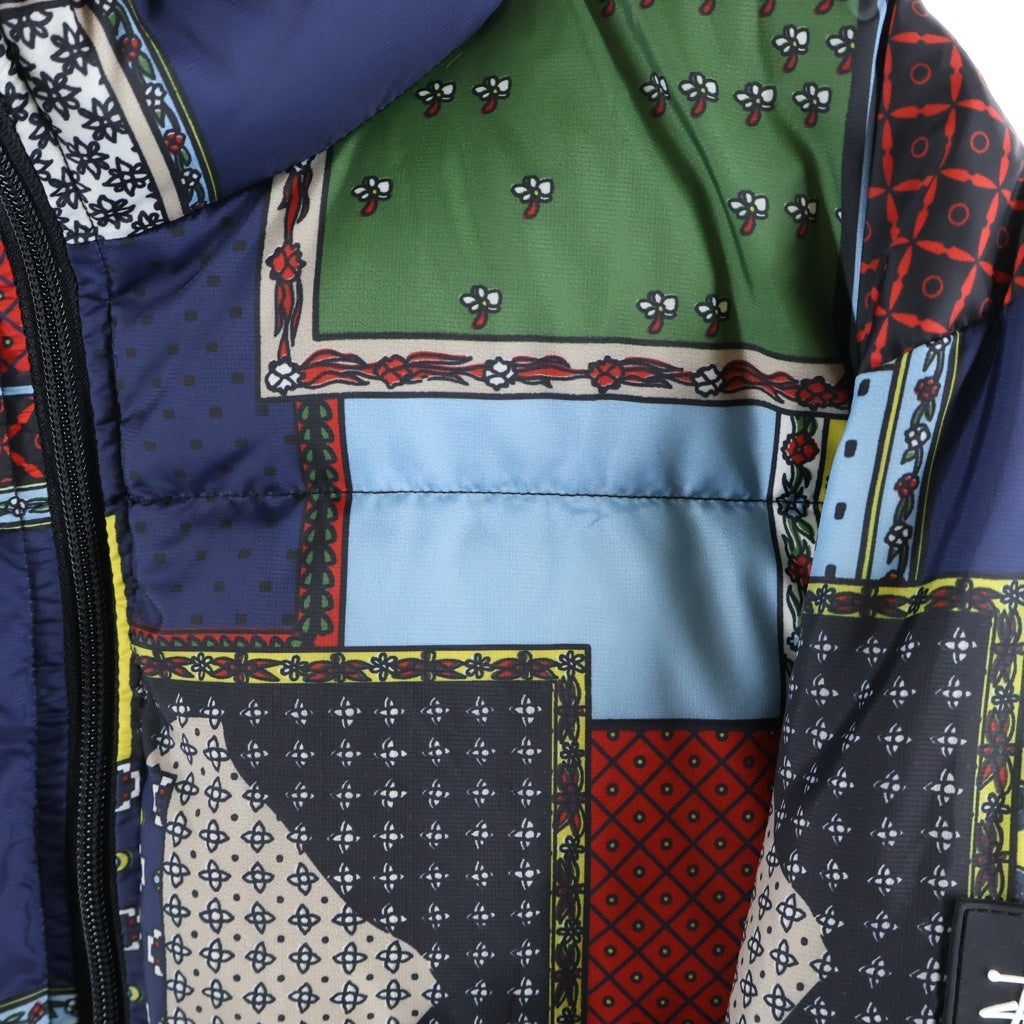 STUSSY(ステューシー) PUFFER JACKET 総柄 パッチワーク パデッド ジップアップ ダウンジャケット マルチカラー