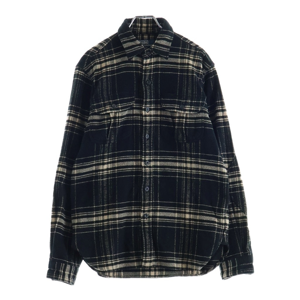 POLO RALPH LAUREN(ポロラルフローレン) 2ポケット コットン ロングスリーブ チェックシャツ ブラック/ベージュ