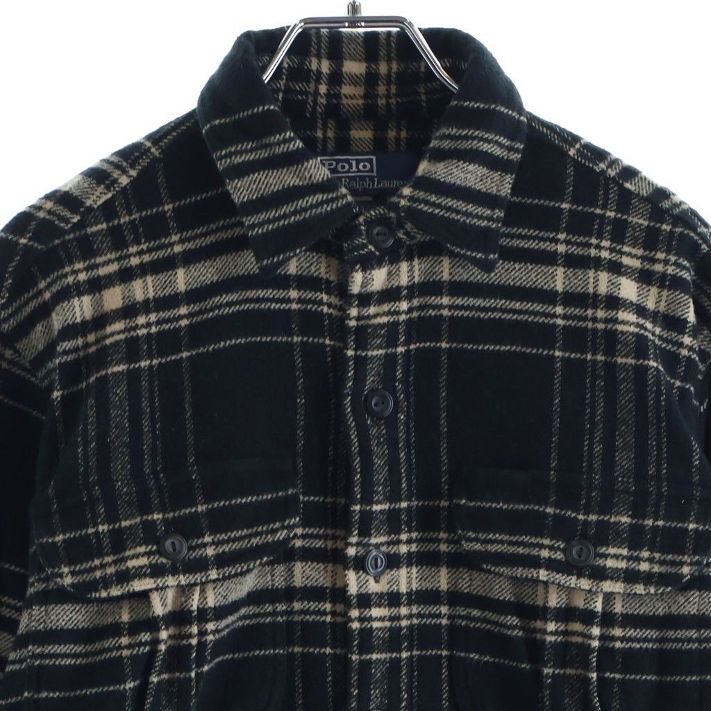 POLO RALPH LAUREN(ポロラルフローレン) 2ポケット コットン ロングスリーブ チェックシャツ ブラック/ベージュ
