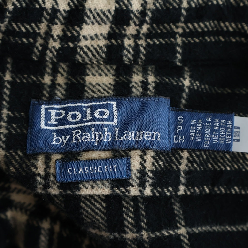 POLO RALPH LAUREN(ポロラルフローレン) 2ポケット コットン ロングスリーブ チェックシャツ ブラック/ベージュ
