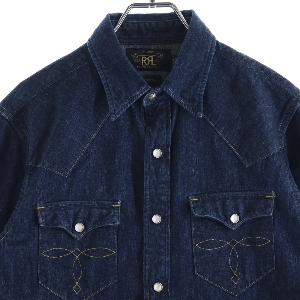 RRL(ダブルアールエル) スナップボタン ロングスリーブ ウエスタンデニムシャツ インディゴ