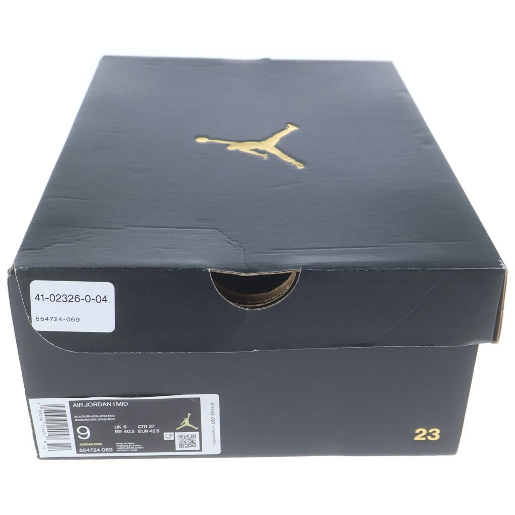 NIKE(ナイキ) AIR JORDAN 1 MID CHICAGO BLACK TOE エアジョーダン シカゴ ブラック トゥ ハイカットスニーカー ブラック/レッド US9/27cm 554724-069