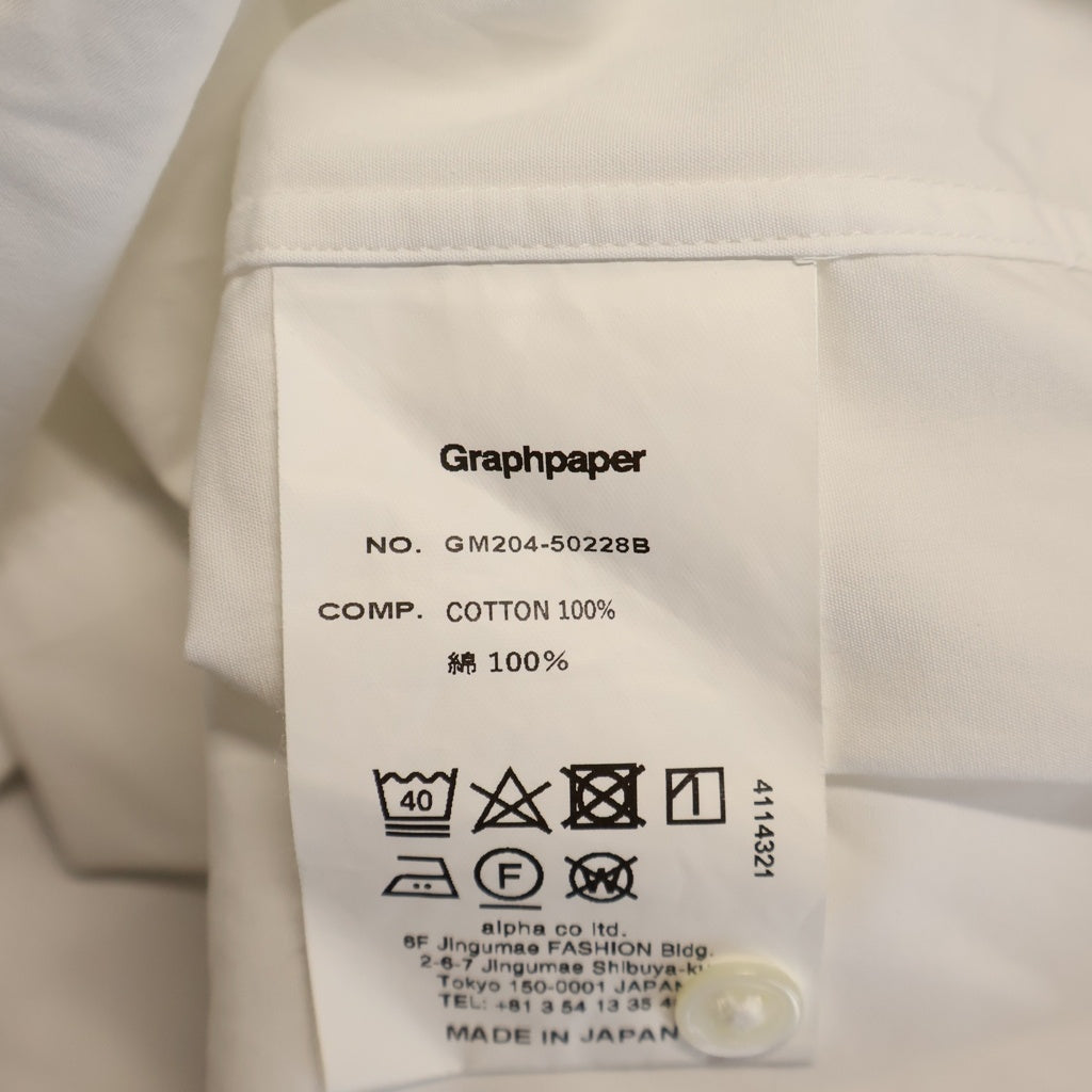 Graphpaper(グラフペーパー) 20AW ×THOMAS MASON OVERSIZED BAND COLLAR SHIRT トーマス メイソン オーバーサイズド バンド カラー 長袖シャツ ホワイト GM204-50228B