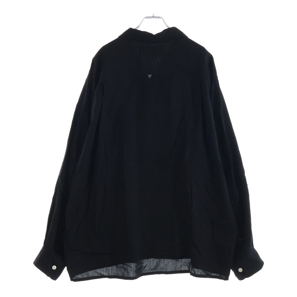 WACKO MARIA(ワコマリア) 23AW 50S OPEN COLLAR SHIRT TYPE-2 ロゴエンブロイダリー オープンカラー 開襟 長袖シャツ ブラック 23FW-WMS-OC10