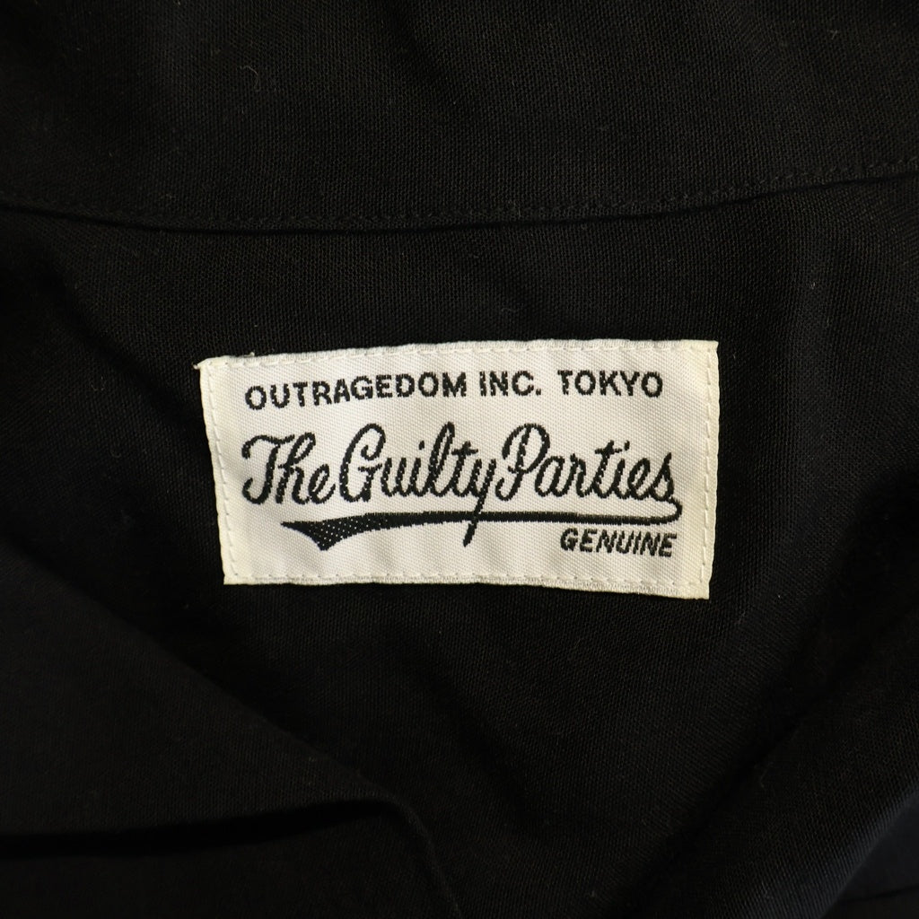 WACKO MARIA(ワコマリア) 23AW 50S OPEN COLLAR SHIRT TYPE-2 ロゴエンブロイダリー オープンカラー 開襟 長袖シャツ ブラック 23FW-WMS-OC10