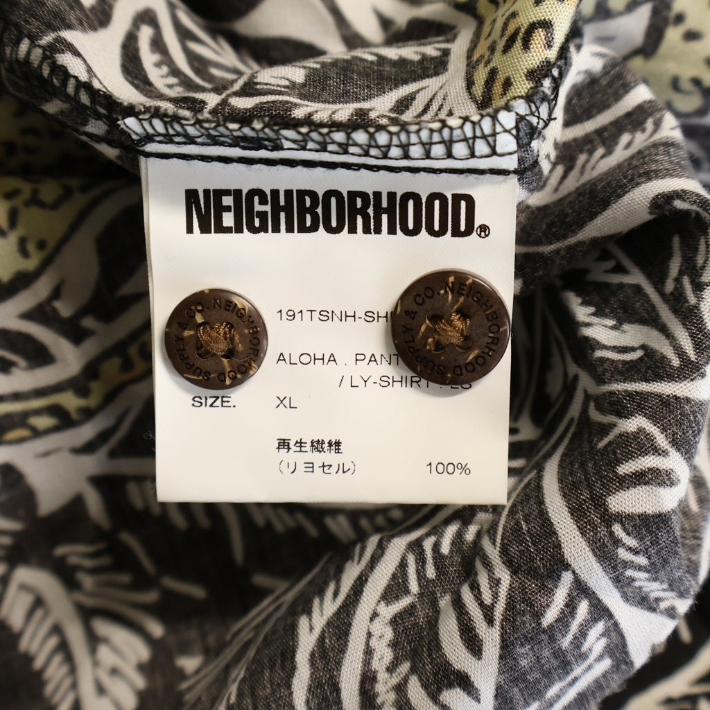 NEIGHBORHOOD(ネイバーフッド) 19SS ALOHA PANTHER LY-SHIRT LS アロハ パンサー レーヨン オープンカラー 開襟 長袖シャツ ブラック 191TSNH-SHM07