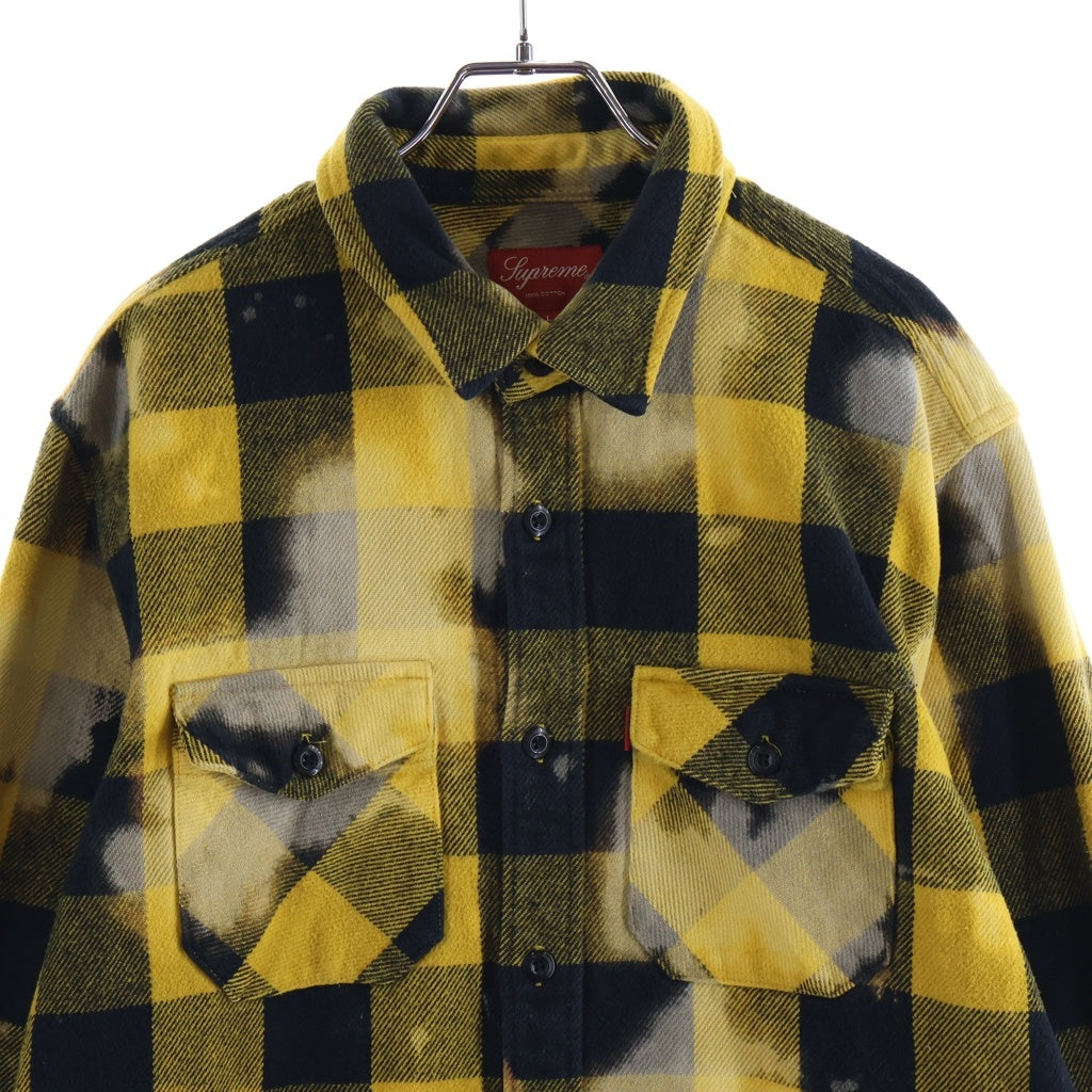 SUPREME(シュプリーム) 13AW Bleached Buffalo Heavyweight Shirt ブリーチ加工 バッファローチェック ヘビーウェイト 長袖シャツ イエロー
