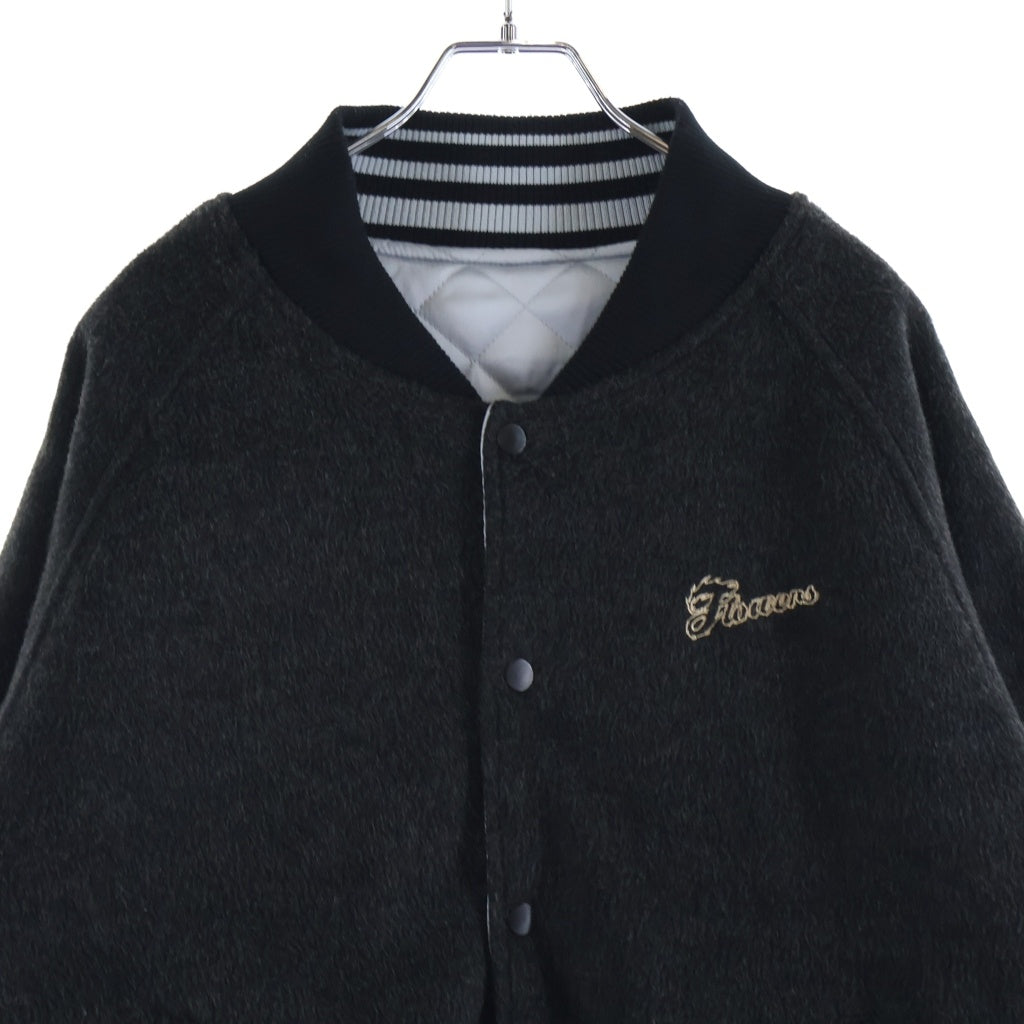 FAF/Fake As Flowers(エフエーエフ/フェイクアズフラワーズ) 24AW STADIUM JACKET ウール リバーシブル スタジアム バーシティジャケット スタジャン ブラック/ブルー 2342509