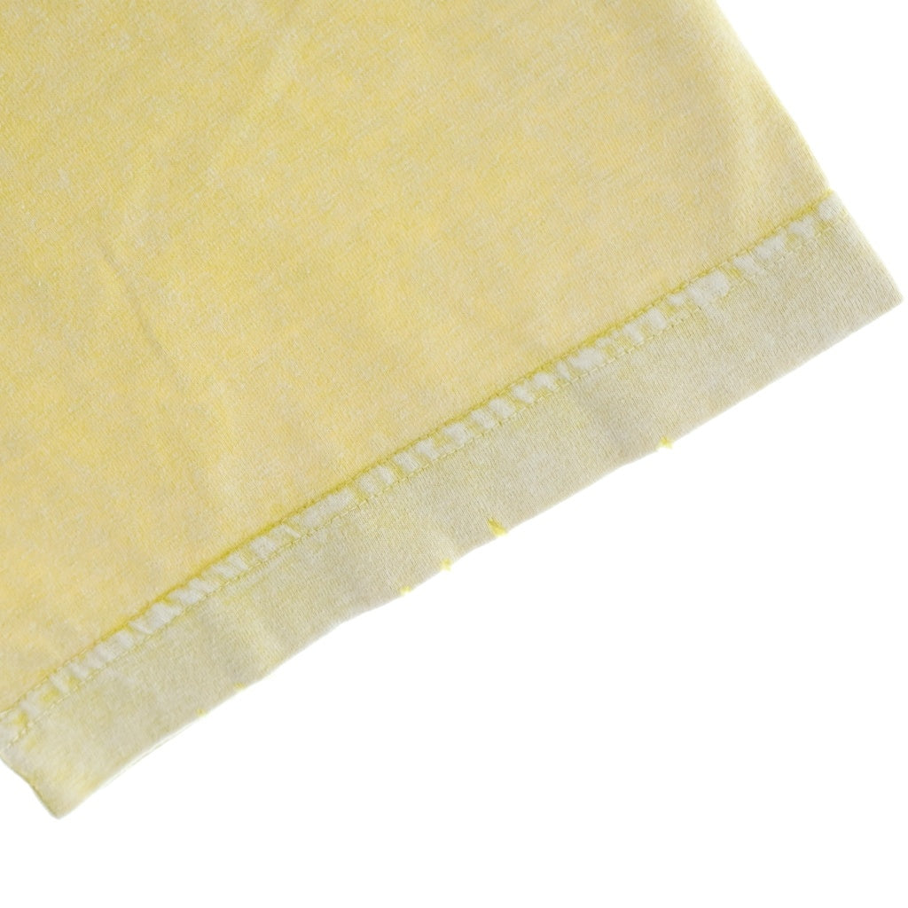 MAISON MIHARAYASUHIRO(メゾンミハラヤスヒロ) 25AW BLEACHED T-SHIRT ブリーチ加工 ロゴエンブロイダリー クルーネック半袖Tシャツ カットソー イエロー A15TS632