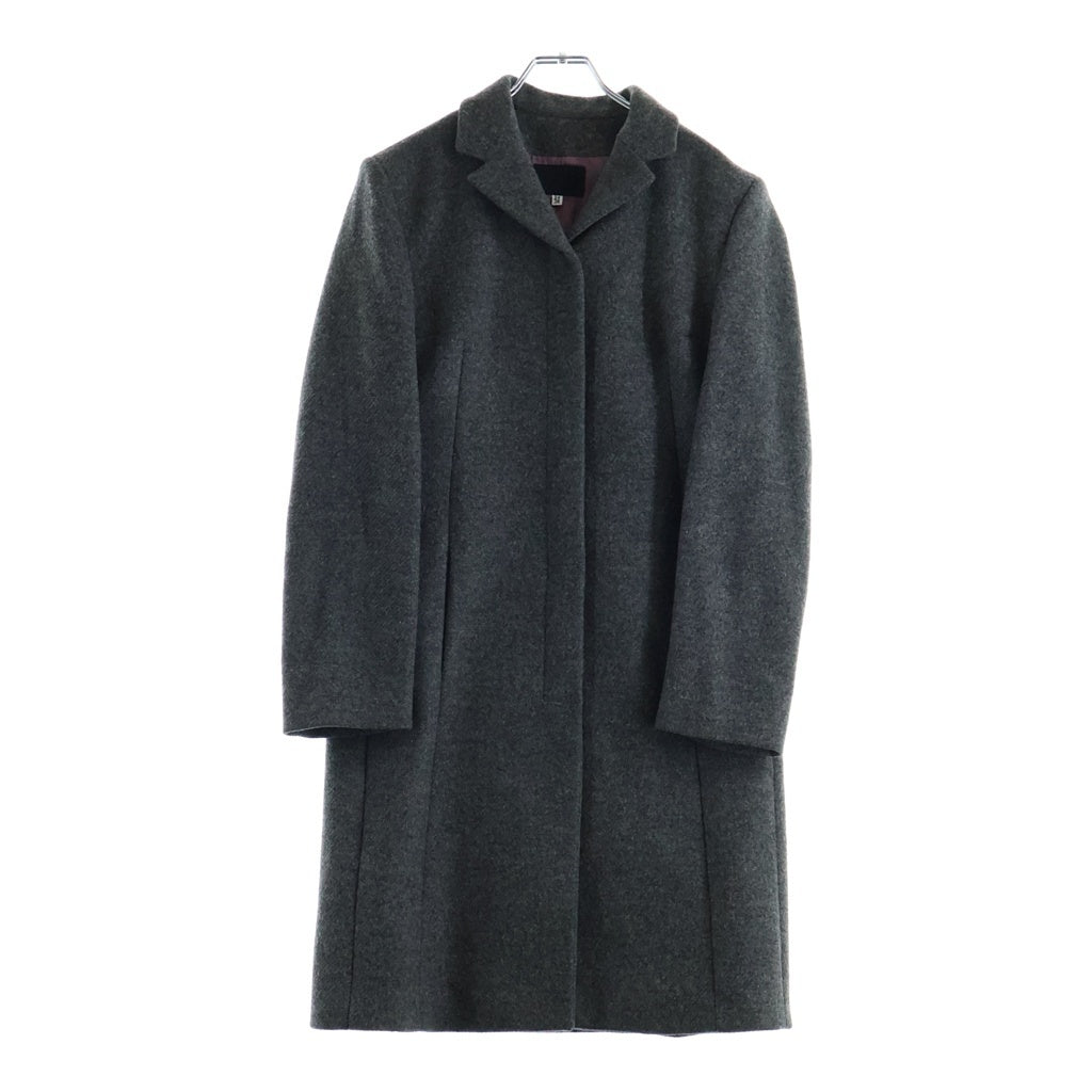 DOLCE & GABBANA(ドルチェアンドガッバーナ) スナップボタン ウールステンカラー ロングコート レディース グレー