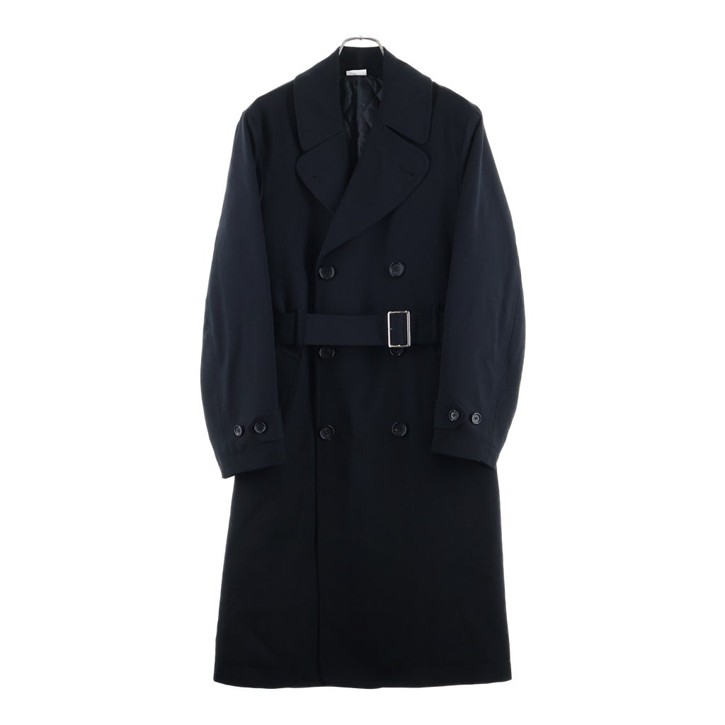 COMME des GARCONS HOMME DEUX(コムデギャルソン オムドゥ) 23AW AD2023 ウールギャバジン キルティング ベルテッド トレンチコート ブラック DL-C004