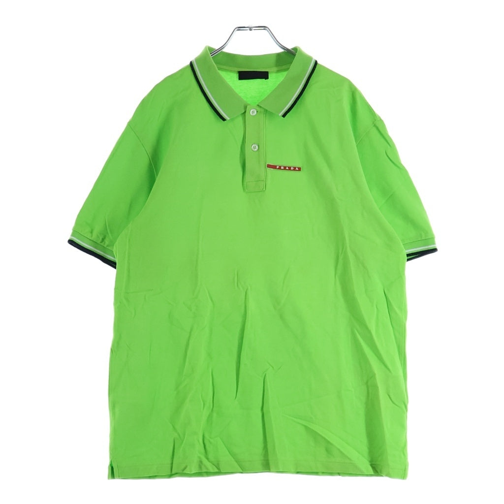 PRADA(プラダ) フロントラバーロゴ コットン 半袖ポロシャツ グリーン SJJ887 R122