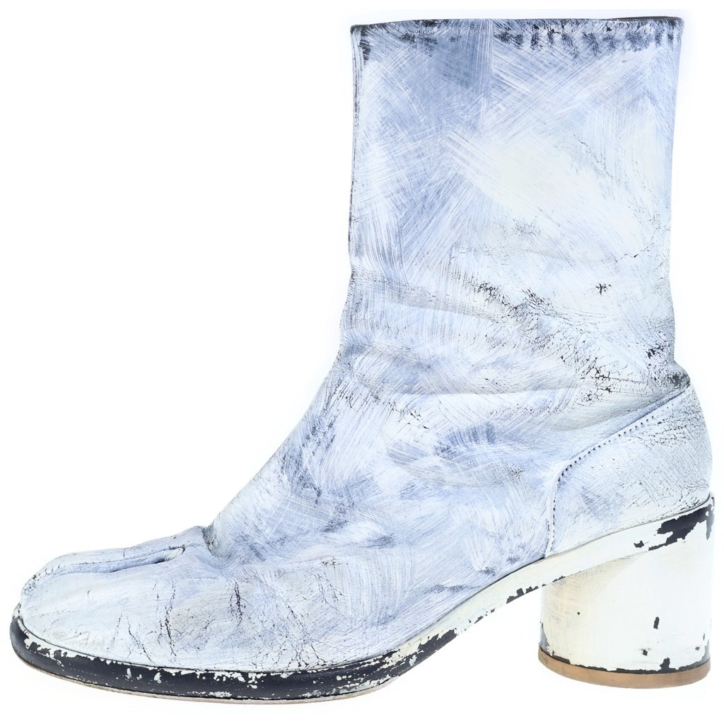Maison Margiela(メゾンマルジェラ) TABI BOOTS タビ ペンキ アンクルレザーブーツ ブラック/ホワイト S57WU0132