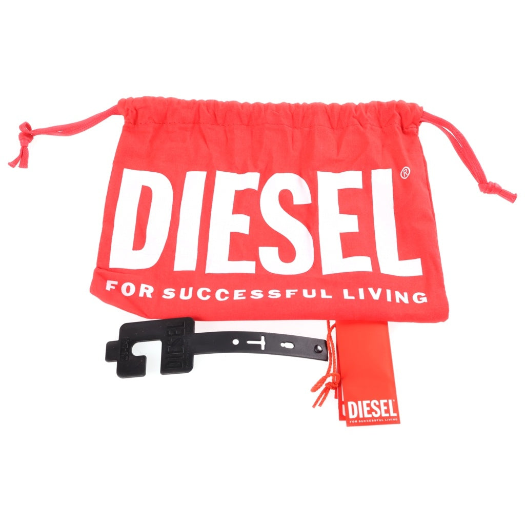 DIESEL(ディーゼル) B-1DR STRASS 20 オーバルDバックル ラインストーン レザー ベルト ブラック レディース X09972