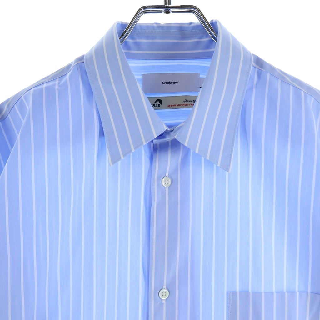 Graphpaper(グラフペーパー) SIDOGRAS Regular Collar Shirt シドグラス ストライプ レギュラーカラー 長袖シャツ ブルー GM242-50001