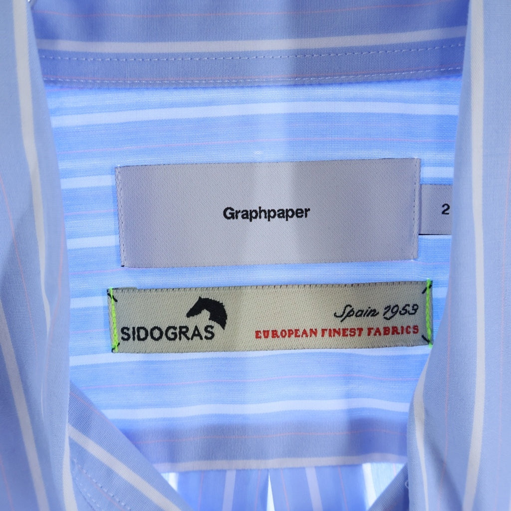 Graphpaper(グラフペーパー) SIDOGRAS Regular Collar Shirt シドグラス ストライプ レギュラーカラー 長袖シャツ ブルー GM242-50001