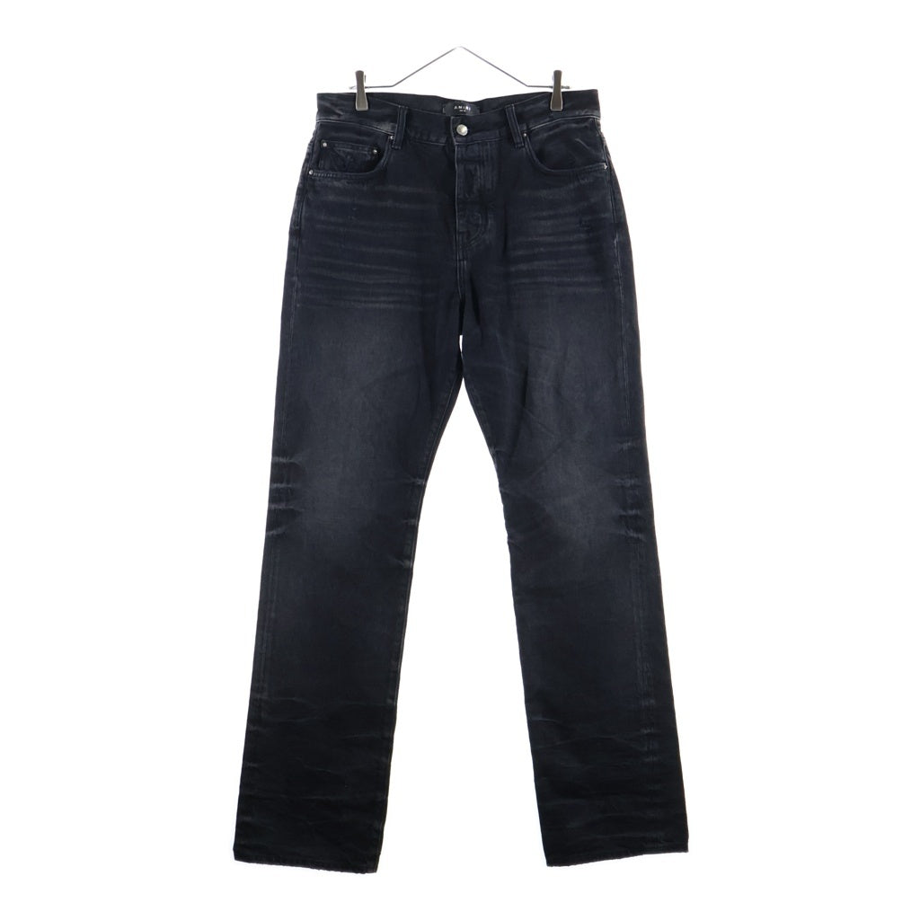 AMIRI(アミリ) STACK STRAIGHT JEAN スタック ストレート クラッシュ加工 ボタンフライ ストレートデニムパンツ ブラック