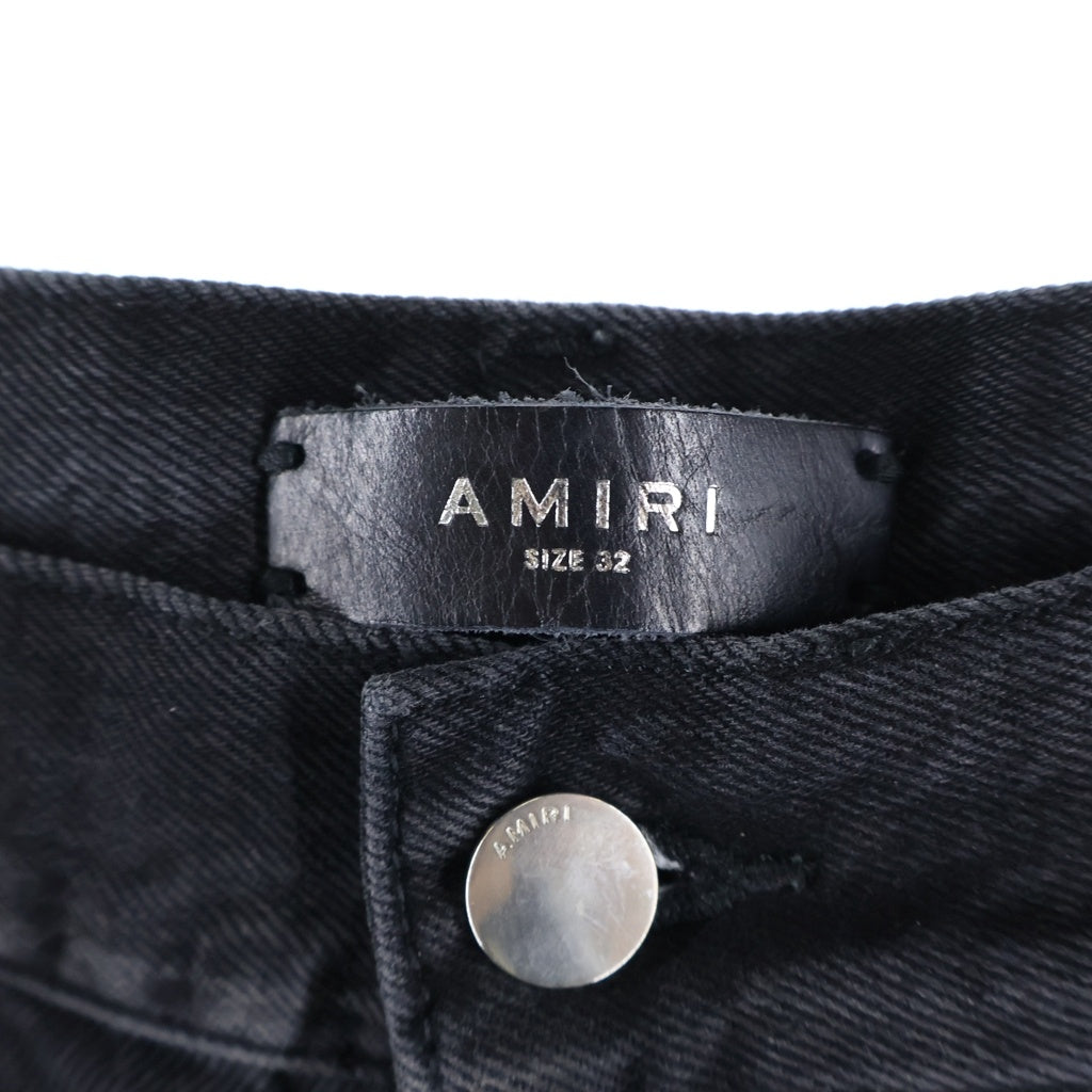 AMIRI(アミリ) STACK STRAIGHT JEAN スタック ストレート クラッシュ加工 ボタンフライ ストレートデニムパンツ ブラック