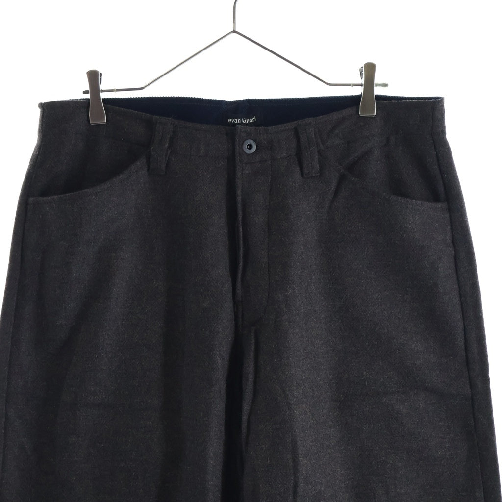NO BRAND(ノーブランド) EVAN KINORI エバンキノリ MAGEE ウール スラックスパンツ ブラウン