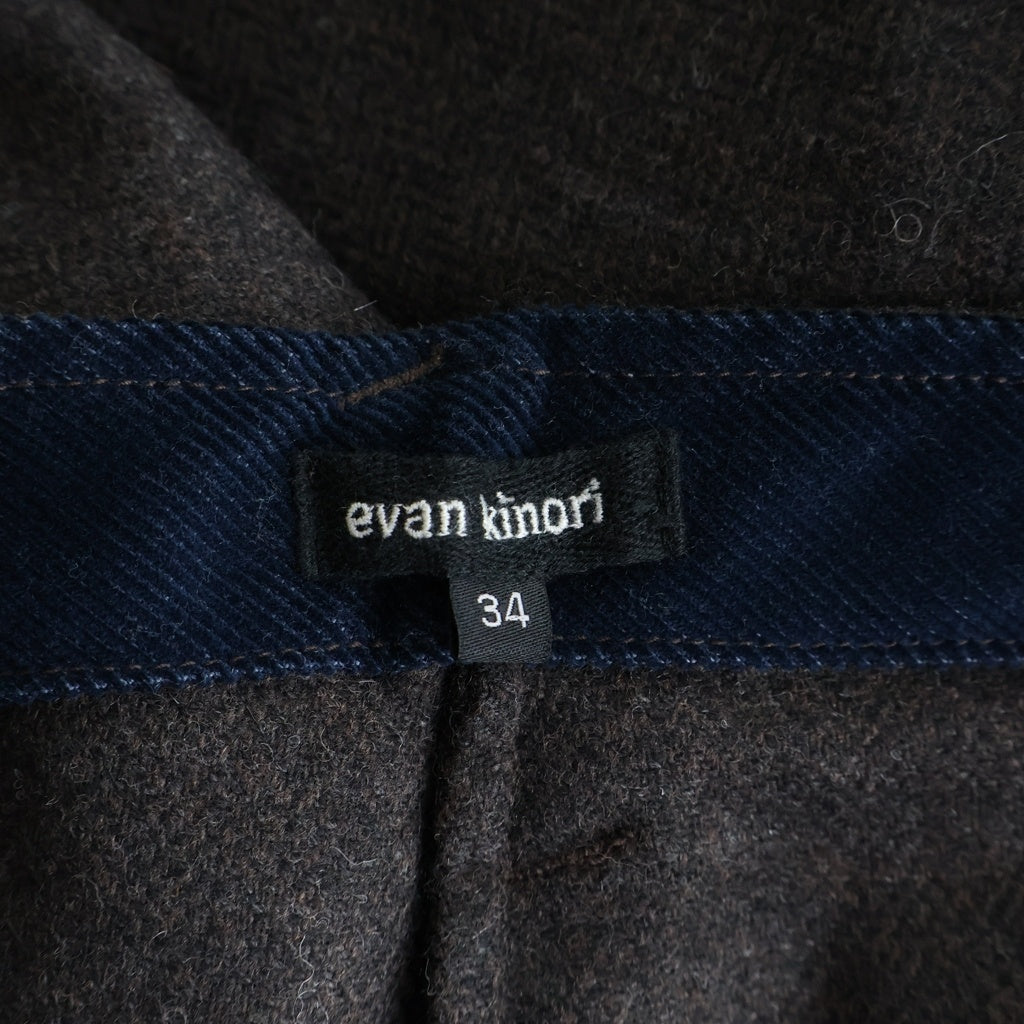 NO BRAND(ノーブランド) EVAN KINORI エバンキノリ MAGEE ウール スラックスパンツ ブラウン