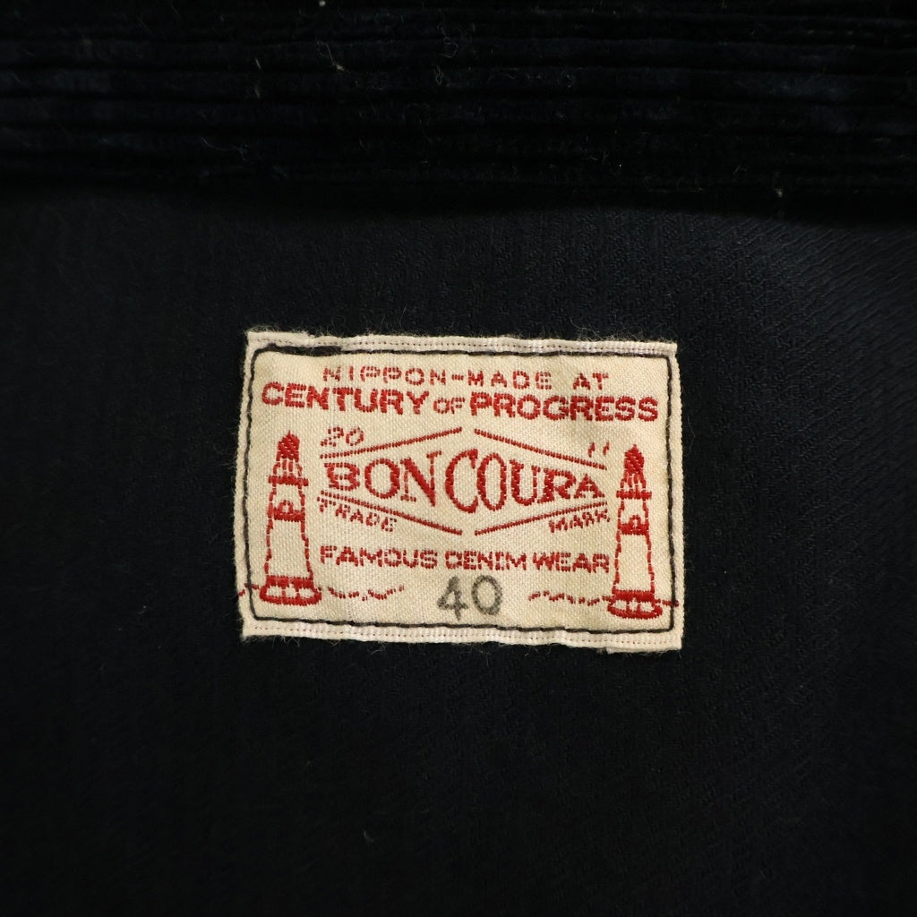 BONCOURA(ボンクラ) 太畝コーデュロイ ジップアップ スイングトップ ジャケットブルゾン ネイビー