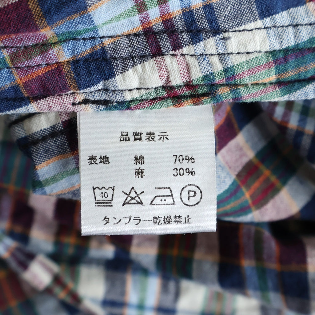 BONCOURA(ボンクラ) コットン ジップアップ 長袖チェックシャツ マルチ