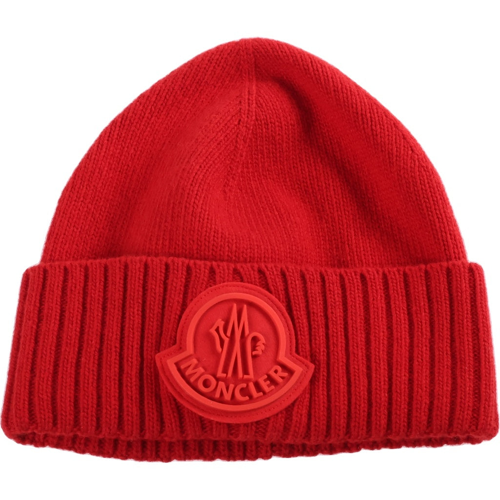MONCLER(モンクレール) ラバーロゴ ウールニットキャップ ワッペンビーニー レッド F20919Z72600 A9524
