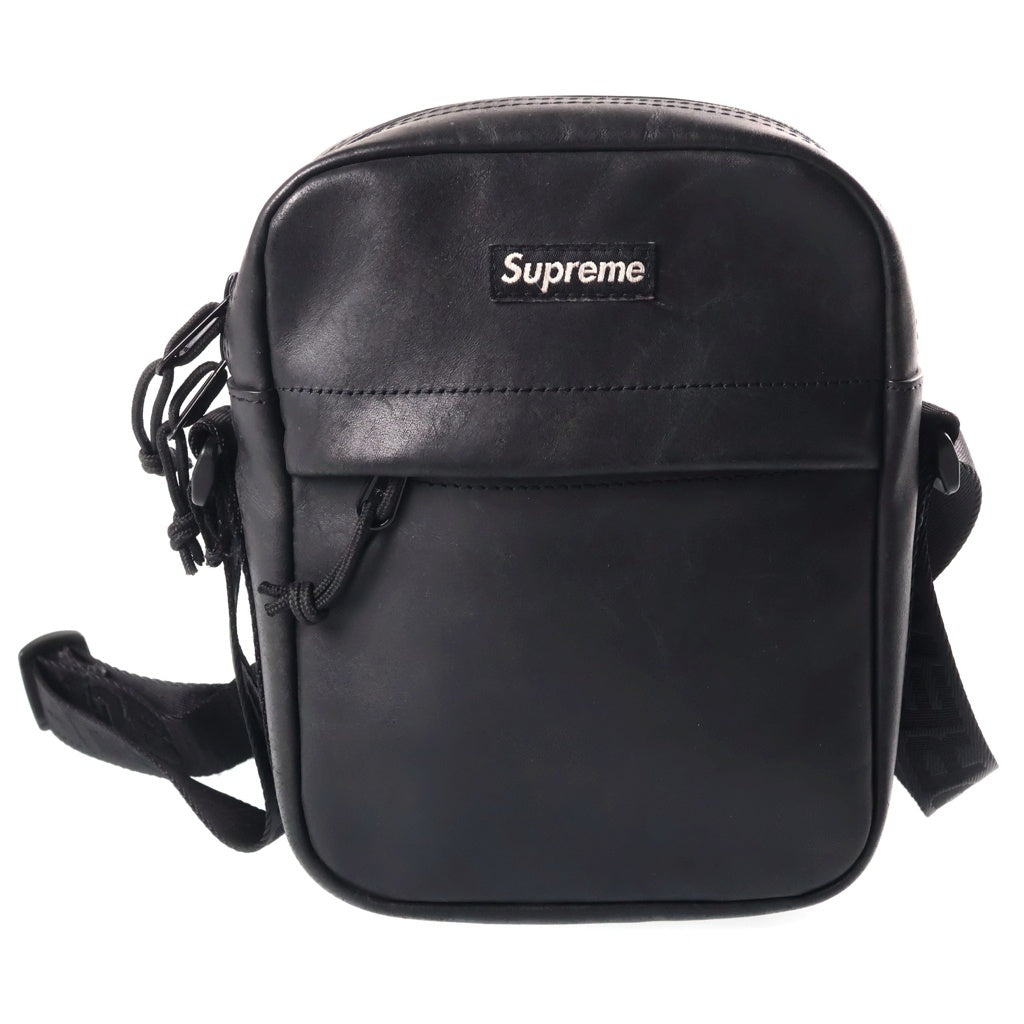 SUPREME(シュプリーム) 23AW Leather Shoulder Bag ボックスロゴ レザーショルダーバッグ ブラック
