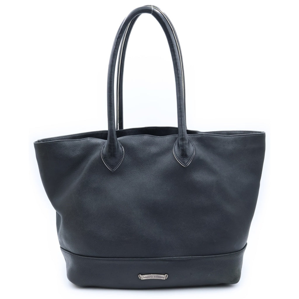 CHROME HEARTS(クロムハーツ) CEMETERY CROSS TOTE BAG セメタリークロスパッチ レザー トートバッグ ブラック レディース
