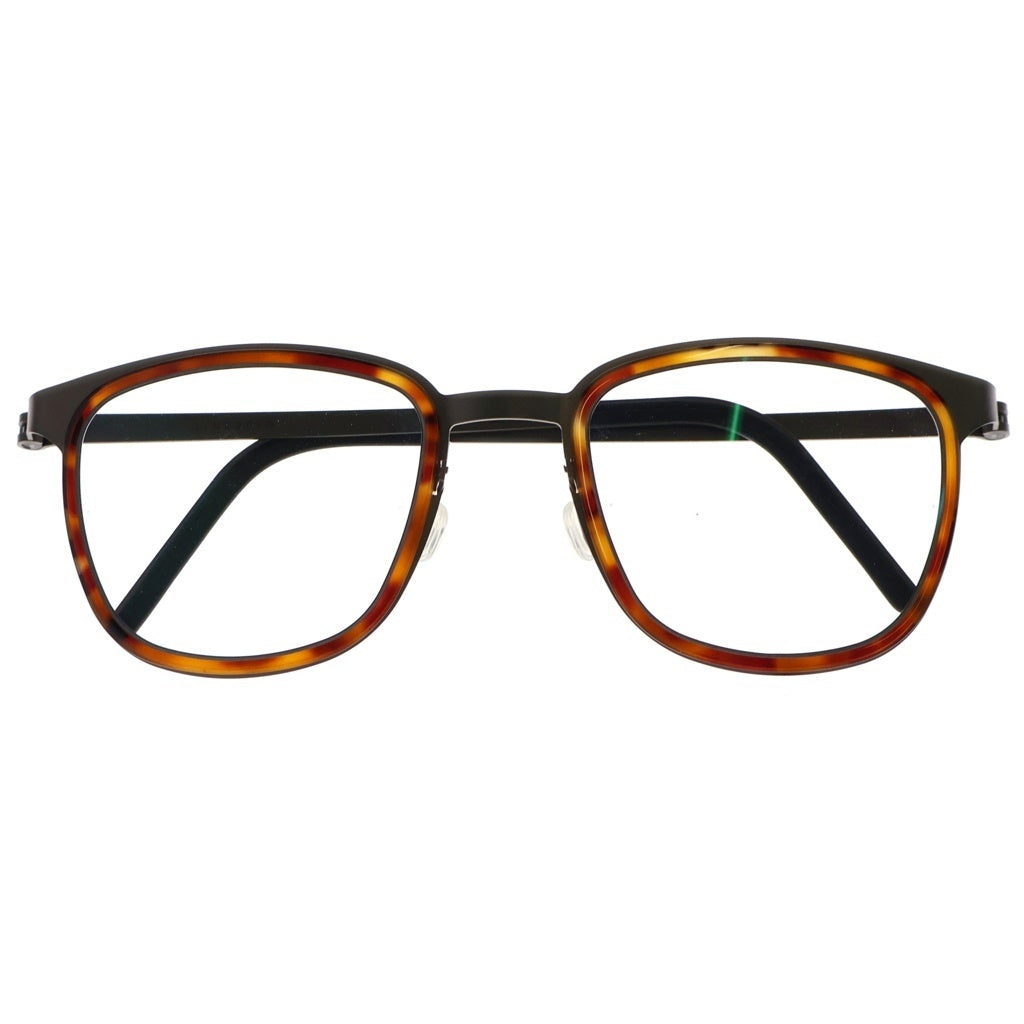 NO BRAND(ノーブランド) LINDBERG リンドバーグ Strip スクエアフレーム チタニウム クリアレンズ サングラス メガネ シルバー/ブラウン 9765