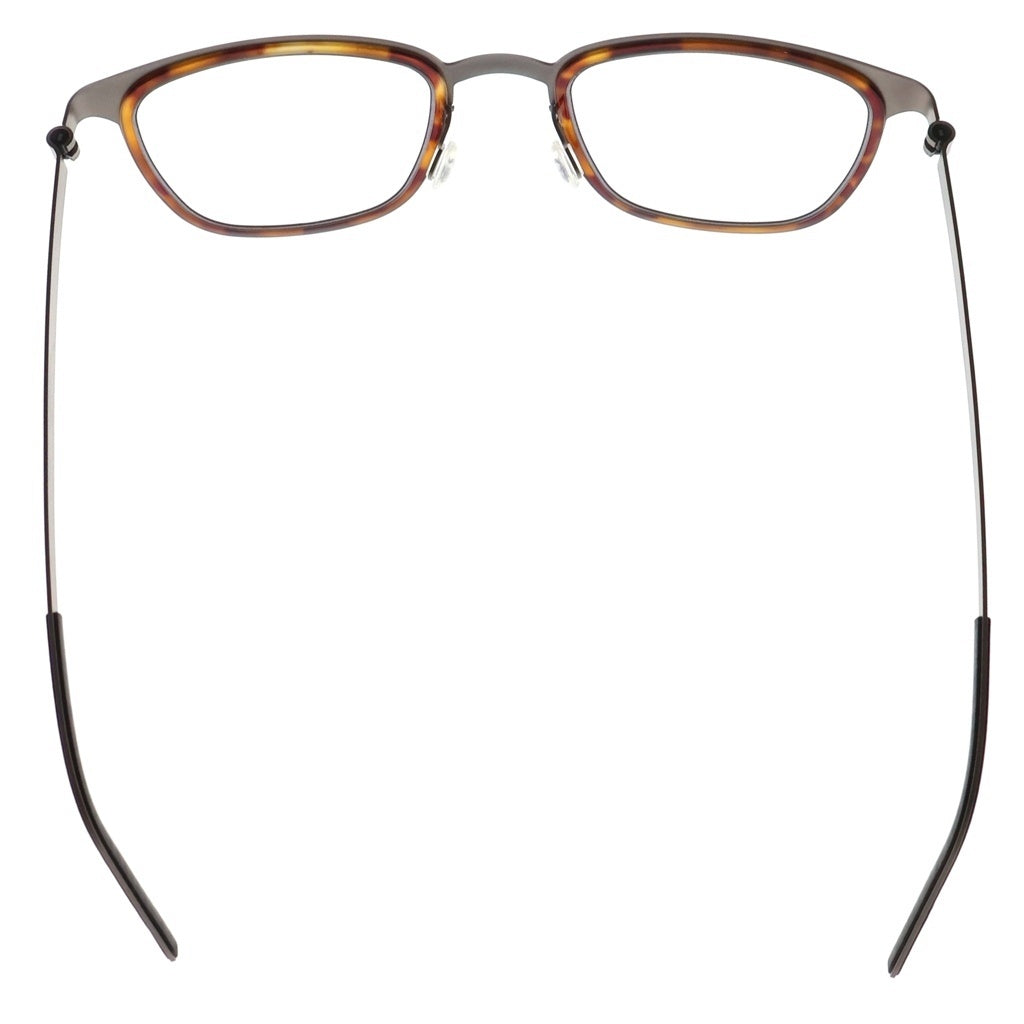 NO BRAND(ノーブランド) LINDBERG リンドバーグ Strip スクエアフレーム チタニウム クリアレンズ サングラス メガネ シルバー/ブラウン 9765