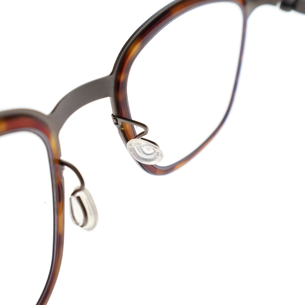 NO BRAND(ノーブランド) LINDBERG リンドバーグ Strip スクエアフレーム チタニウム クリアレンズ サングラス メガネ シルバー/ブラウン 9765