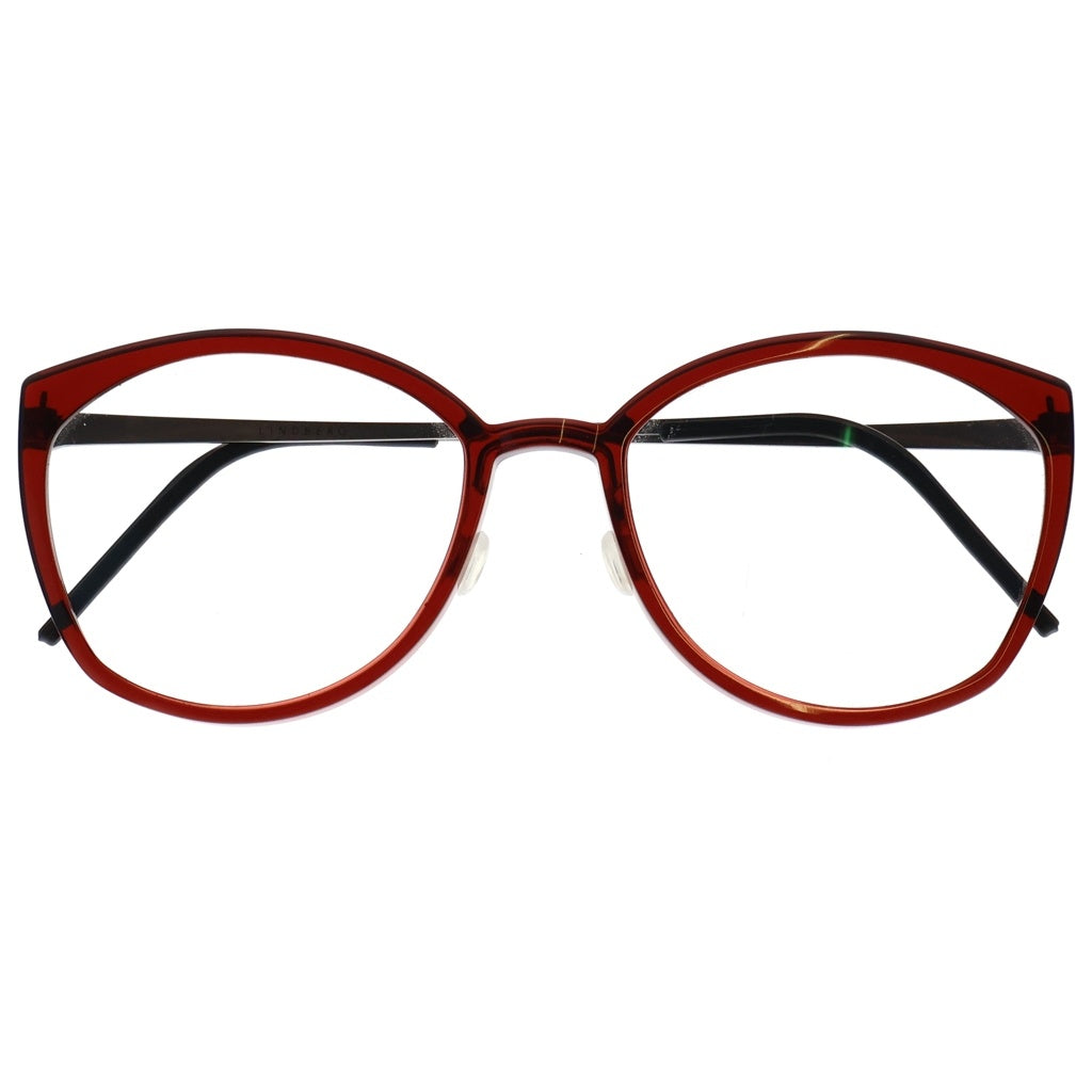 NO BRAND(ノーブランド) LINDBERG リンドバーグ Acetanium キャットアイフレーム アセタニウム クリアレンズ サングラス メガネ レッド/シルバー 1183