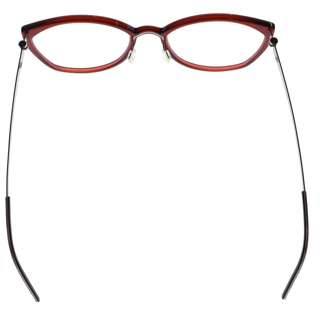 NO BRAND(ノーブランド) LINDBERG リンドバーグ Acetanium キャットアイフレーム アセタニウム クリアレンズ サングラス メガネ レッド/シルバー 1183