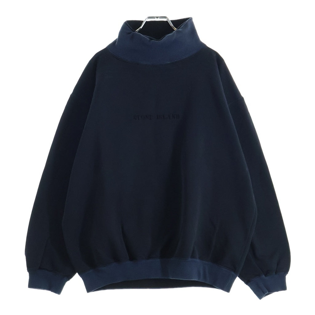 STONE ISLAND(ストーンアイランド) 80-90S VINTAGE ヴィンテージ マッシモオスティ期 フロントロゴ刺繍 タートルネック スウェットトレーナー ブラック/ネイビー