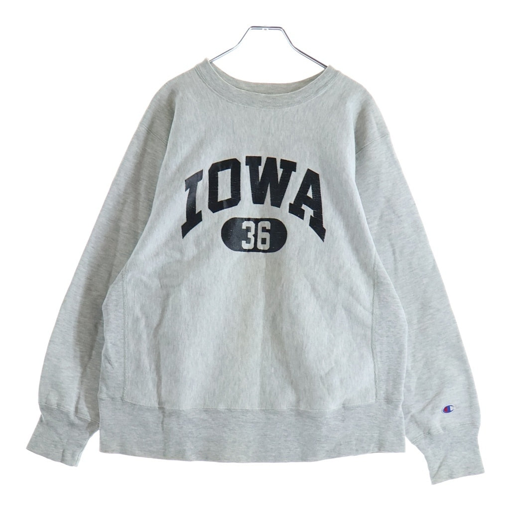 CHAMPION(チャンピオン) 80S VINTAGE REVERSEWEAVE IOWA ヴィンテージ リバースウィーブ トリコタグ後期 2段プリント アイオワ プルオーバースウェットトレーナー グレー