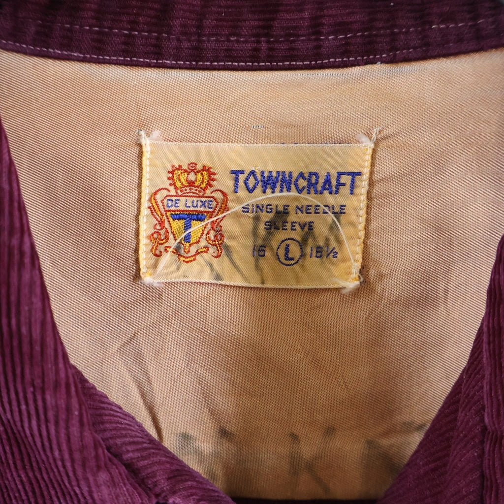 VINTAGE(ヴィンテージ) 50S VINTAGE TOWNCRAFT L/S SHIRT ヴィンテージ タウンクラフト コーデュロイ 長袖開襟 オープンカラーシャツ パープル
