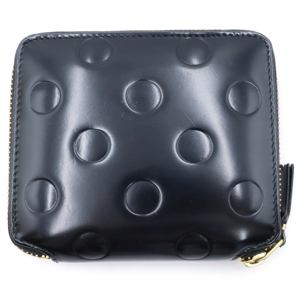 COMME des GARCONS(コムデギャルソン) BLACK POLKA DOTS EMBOSSED ポルカドットエンボス レザー ラウンドジップ 二つ折り財布 ウォレット ブラック SA2100NE レディース