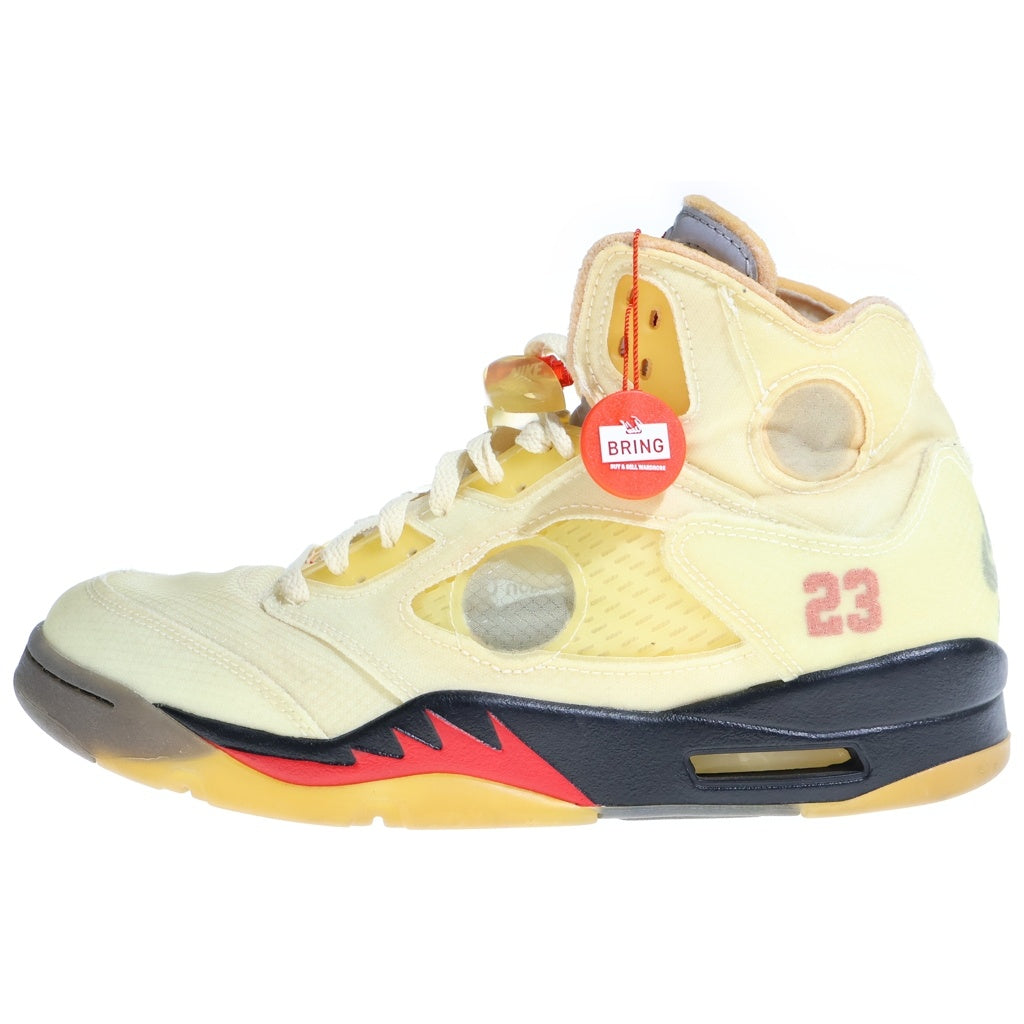 NIKE(ナイキ) ×Off-White AIR JORDAN 5 SAIL オフホワイト エアジョーダン セイル ハイカットスニーカー イエロー US10.5/28.5cm DH8565-100