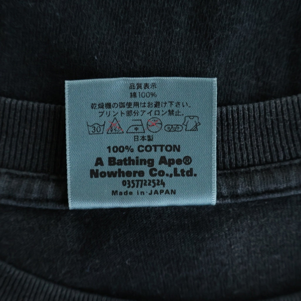 A BATHING APE(アベイシングエイプ) 90S BUSY WORKS フロントプリント クルーネック長袖Tシャツ カットソー ブラック